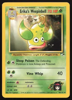 Erika's Weepinbell 49/132 Uncommon Gym Heroes Pokemon Unlimited LP - Image 1