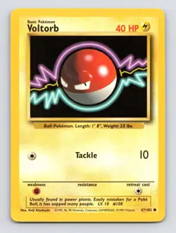 Voltorb 67/102 Common Base Set Unlimited Pokemon Moderately Played - Image 1