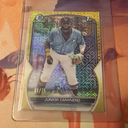 Junior Caminero 2023 Bowman 1st Chrome Yellow Mojo Card 61/75 #BCP-61 - Image 1