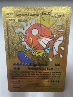 Magikarp Wailord GX Gold Foil 300HP Trading Display Card Tag Team Fan Art NM - Image 1