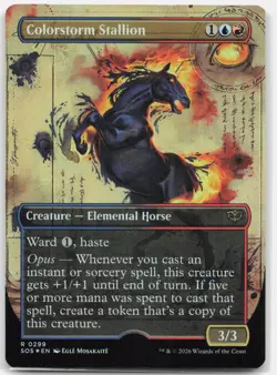 Colorstorm Stallion Borderless 299 FOIL No Stamp ERROR Secrets of Strixhaven NM - Image 1
