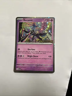 Pokemon TCG Xerneas 064/132 Cosmo Holo Mega Evolution Stamp Exclusive Card - Image 1