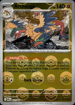 Archeops (Poke Ball Pattern) 051/086 NM/M Rare White Flare Pokemon Holo - Image 1