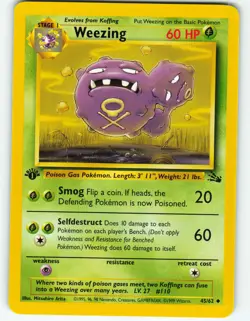 Weezing - 1st Edition - 45/62 Fossil Set - Pokemon TCG - 1999 - Image 1