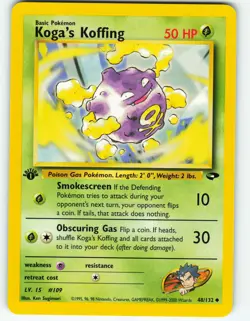 Koga's Koffing - 1st Edition - 48/132 Gym Challenge - Pokemon TCG - 2000 - Image 1