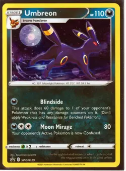 2021 Pokemon UMBREON SWSH129 BLACK STAR RARE PROMO - HOLO -NM - Image 1