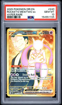 2025 POKEMON DRI EN-DESTINED RIVALS HYPER RARE TEAM ROCKET'S MEWTWO EX PSA 10 - Image 1