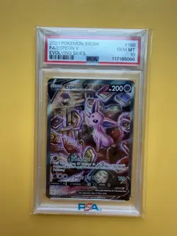 2021 Pokemon SWSH FA/Evolving Skies Espeon V 180/203 Holo PSA 10 - Image 1