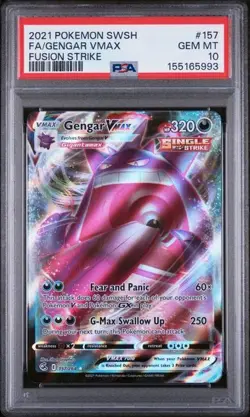 PSA 10 Gengar Vmax 157/264 Pokemon Fusion Strike Full Art Sword Shield - Image 1