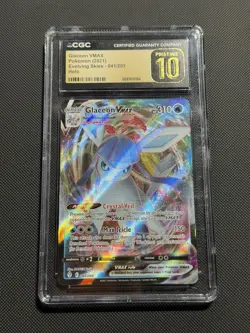 CGC 10 Pokemon English Glaceon VMAX 041/203 2021 Evolving Skies Holo Pristine - Image 1