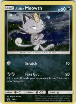 Alolan Meowth - SM43 Holo Promo Sun & Moon Promo Pokemon Lightly Played - Image 1