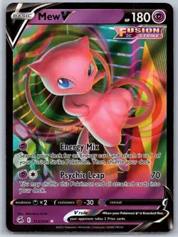 Mew V 113/264 Holo V Rare Fusion Strike Pokemon Near Mint - Image 1