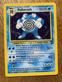 Pokemon TCG Poliwrath Base Set 2 15/130 Holo Unlimited Holo Rare - LP - Image 1