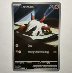 Pokemon TCG Larvesta 196/191 Sv08 Surging Sparks Illustration Rare Holo-English - Image 1