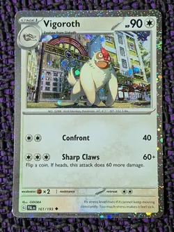 Vigoroth 161/193 Paldea Evolved Cosmos Holo DOUBLE SWIRL Pokemon Card NM - Image 2