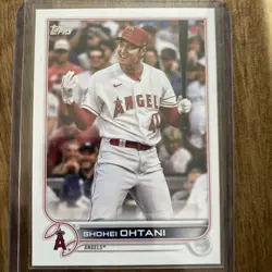 2022 Topps #1 Shohei Ohtani SP Short Print Image Photo Variation Bat in One Hand - Image 1