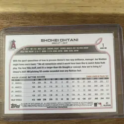 2022 Topps #1 Shohei Ohtani SP Short Print Image Photo Variation Bat in One Hand - Image 2