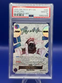 Luffy 2025 One Piece CCG Gear Two Alt Art Foil OP11-080 EN Rare PSA 10 - Image 1