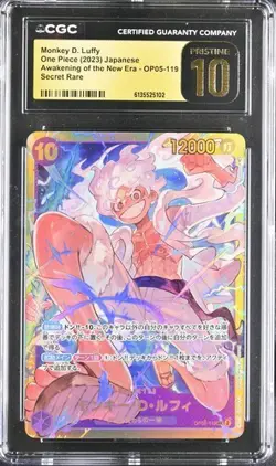 CGC 10 Pristine ONE PIECE MONKEY D. LUFFY OP05-119 SEC 2023 Awakening New Era - Image 1