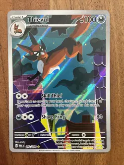 Pokemon TCG Thievul 092/084 Me05: Pitch Black Holo Illustration Rare NM Card - Image 1