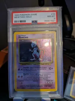 1999 Pokemon TCG Mewtwo Base Set Holo Unlimited Rare Card PSA NM-MT 8 - Image 1