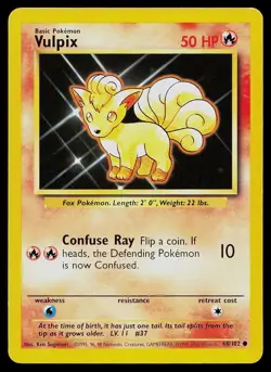 Pokemon Card Base Set Vulpix 68/102 Common 1999-2000 4th Print UK Exclusive - Image 1