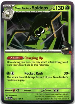 Team Rocket's Spidops 020/182 Rare Destined Rivals Pokemon Holo Near Mint - Image 1