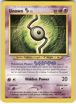 Unown [S] 87/105 Common Neo Destiny Pokemon Unlimited Moderately Played - Image 1