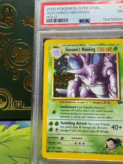 2000 Pokemon Gym Challenge #7/132 Giovanni's Nidoking PERFECT Holo SWIRL PSA 7 - Image 2
