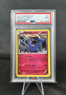 2016 POKEMON XY STEAM SIEGE #81 XERNEAS-HOLO PSA 9 MINT - Image 1