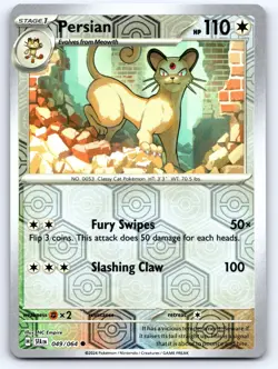 Persian 049/064 Common Shrouded Fable Pokemon Reverse Holo Near Mint - Image 1