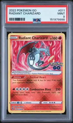 PSA 9 Radiant Charizard 011 Go Pokemon - Image 1