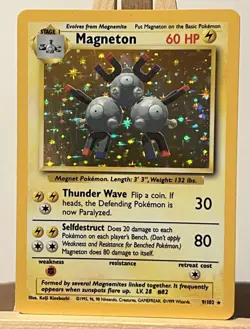 Pokemon TCG Magneton 9/102 Base Set Holo Rare English 1999 Keiji Kinebuchi - Image 1