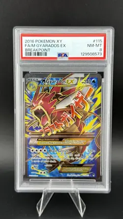 2016 POKEMON XY BREAKPOINT FULL ART #115 FA/M GYARADOS EX PSA 8 - Image 1
