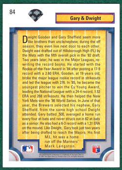 Gary Sheffield & Dwight Gooden - 1992 Upper Deck #84 - Bloodlines Baseball Card - Image 2