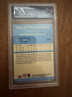 2004 FLEER TRADITION Ben Roethlisberger BLUE PSA GEM MINT 10 #333 Steelers RC - Image 2