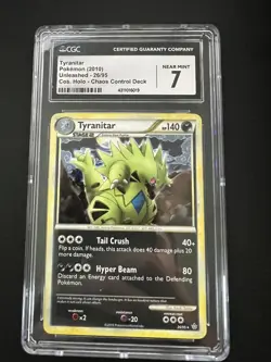 CGC Graded 7 NM Tyranitar 26/95 Unleashed Cosmo Holo Pokemon Card - Image 1