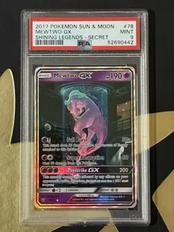 Pokemon Mewtwo GX 78/73 Shining Legends Sun & Moon Secret Rare Card PSA 9 - Image 1