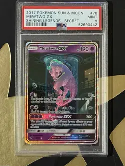 Pokemon Mewtwo GX 78/73 Shining Legends Sun & Moon Secret Rare Card PSA 9 - Image 2
