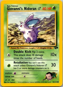 Giovanni's Nidoran M 76/132 Common Gym Challenge Pokemon Unlimited MP - Image 1