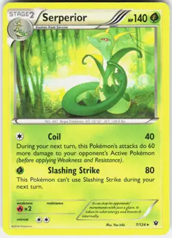 Serperior 7/124 Rare Fates Collide Pokemon Lightly Played - Image 1