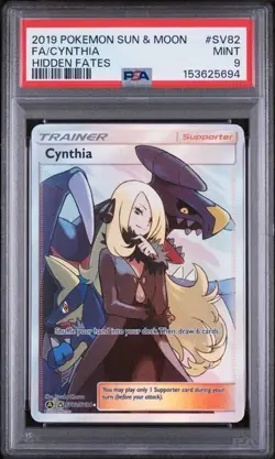 PSA 9 Cynthia SV82/SV94 Pokemon Hidden Fates Shiny Vault Trainer Sun Moon - Image 1