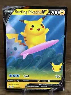 The Pokemon Company Surfing Pikachu V 008/025 Celebrations UR Holo Eng 2021 - Image 1
