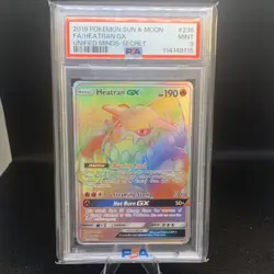 Pokemon 2019 Heatran GX Secret Rare 238/236 Unified Minds Holo PSA 9 - Image 1