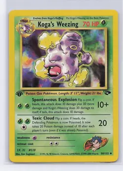Koga's Weezing 50/132 Uncommon Gym Challenge Pokemon 1st Edition Lightly Played - Image 1