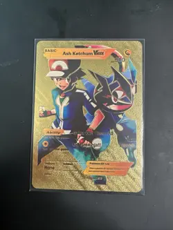 Ash Ketchum Vmax Gold Foil Fan Art Card Hp5000000 Go 🔥weakness None🔥🔥🔥 - Image 1