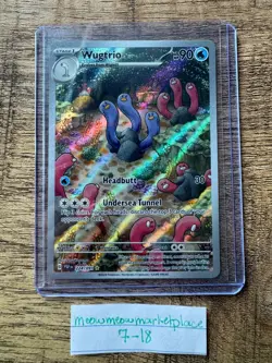 Wugtrio 224/091 Illustration Rare Paldean Fates Pokemon Holo Near Mint TCG - Image 1