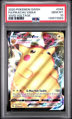 2020 Pokemon SWSH Pikachu VMAX Vivid Voltage #044 PSA 10 - Image 1