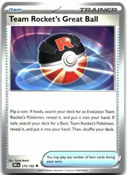 Team Rocket's Great Ball 175/182 Uncommon Destined Rivals Pokemon Near Mint - Image 1