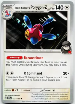 Team Rocket's Porygon-Z 155/182 UC Destined Rivals Pokemon Anesaki Dynamic NM/M - Image 1